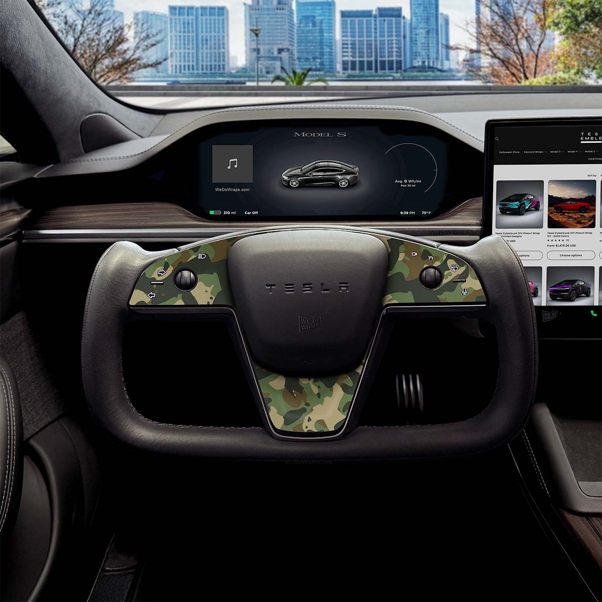 Camo Tesla Steering Wheel Trim Decal Kit (3pcs) | Model S ’21-26