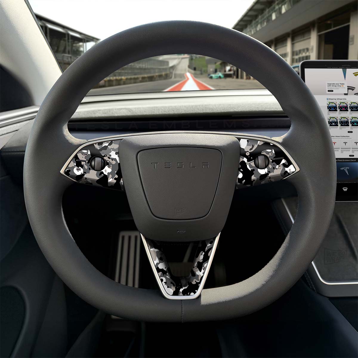 Camo Tesla Steering Wheel Trim Decal Kit (3pcs) | M3 Feb 2024 - '25 Refresh - Tesla Emblems