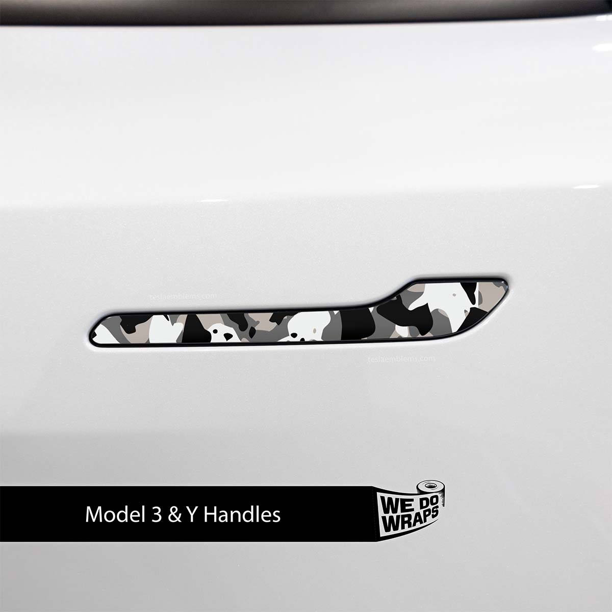 Camo Tesla Door Handle Decals (4pcs) - Tesla Emblems