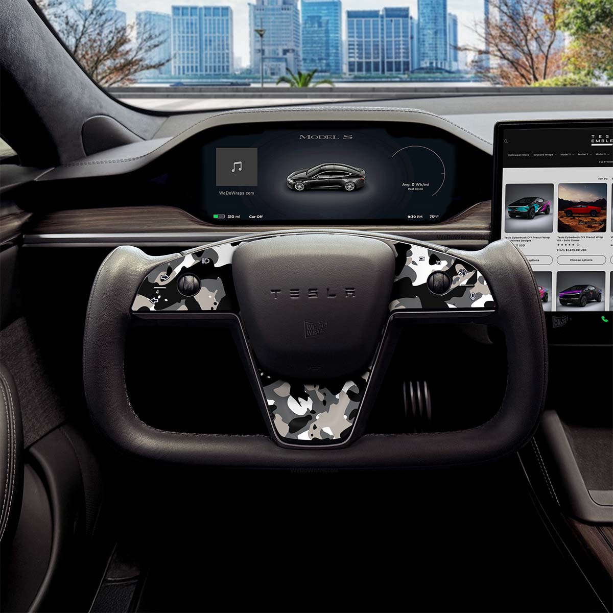 Camo Tesla Steering Wheel Trim Decal Kit (3pcs) | Model S ’21-26