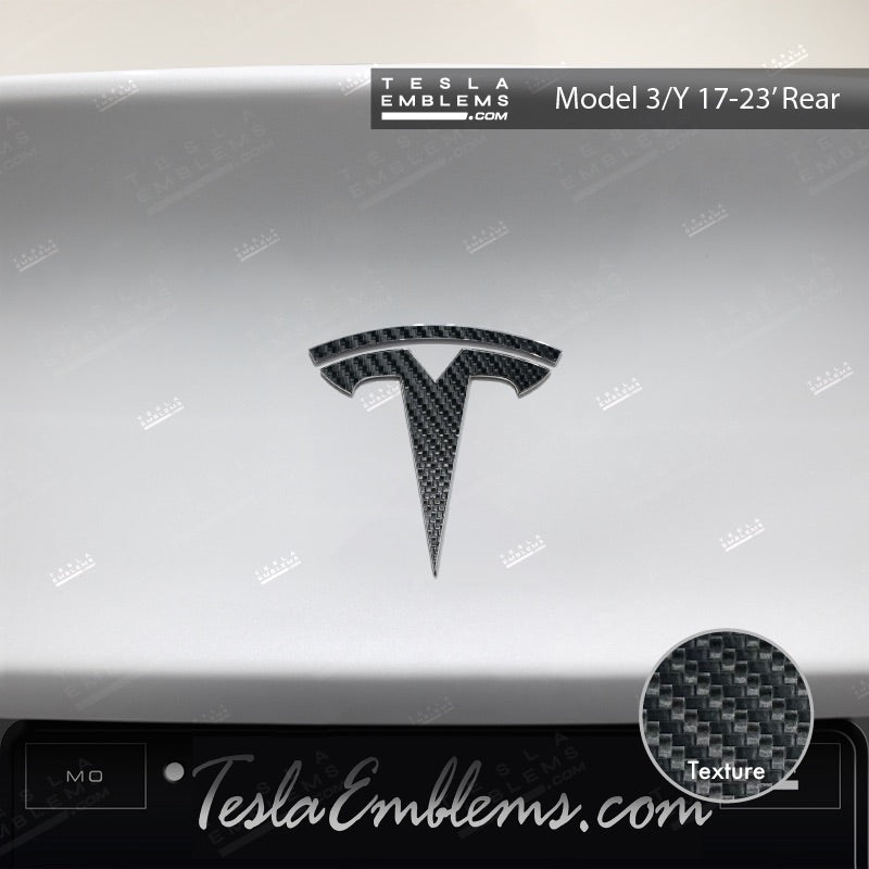 3M Carbon Fiber Tesla Emblem Decals (Front + Back)