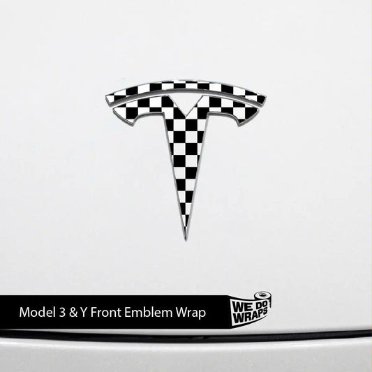 Checkered Tesla Emblem Decals (Front + Back) | Model Y