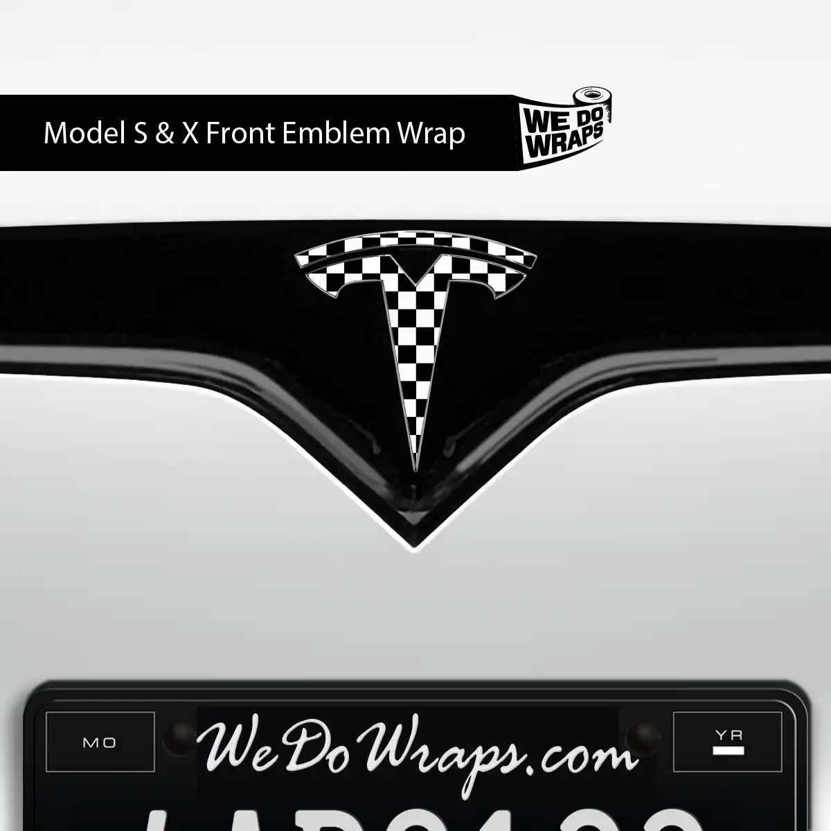 Checkered Tesla Emblem Decals (Front + Back) | Model X - Tesla Emblems