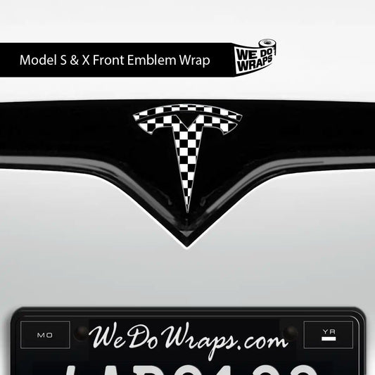 Checkered Tesla Emblem Decals (Front + Back) | Model X - Tesla Emblems