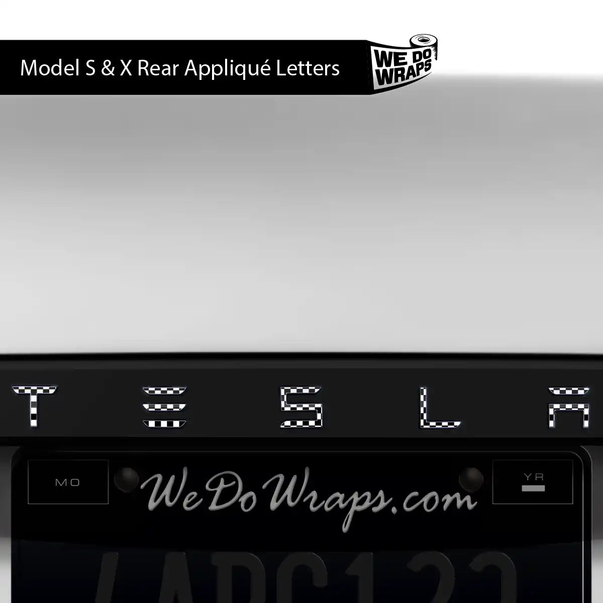 Checkered Tesla Emblem Decals (Front + Back) | Model X - Tesla Emblems