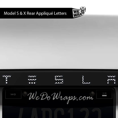 Checkered Tesla Emblem Decals (Front + Back) | Model X - Tesla Emblems