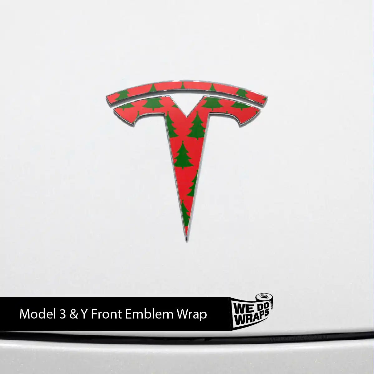 Christmas Tree Tesla Emblem Decals (Front + Back Emblem Decals) | Model 3 - Tesla Emblems