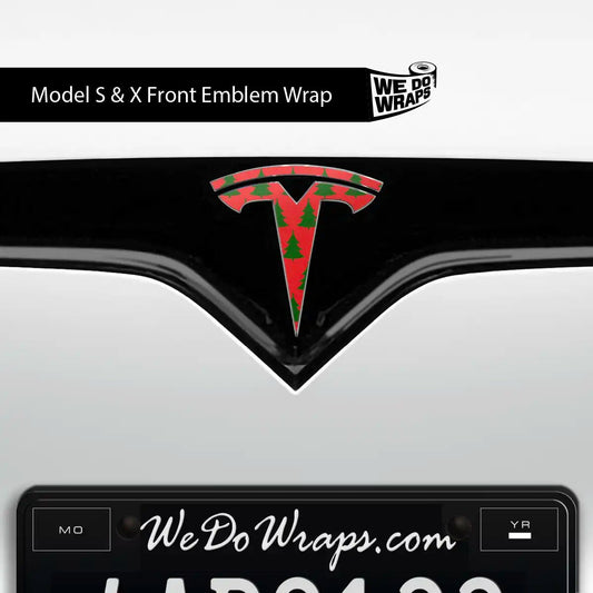 Christmas Tree Tesla Emblem Decals (Front + Back Emblem Decals) | Model X - Tesla Emblems
