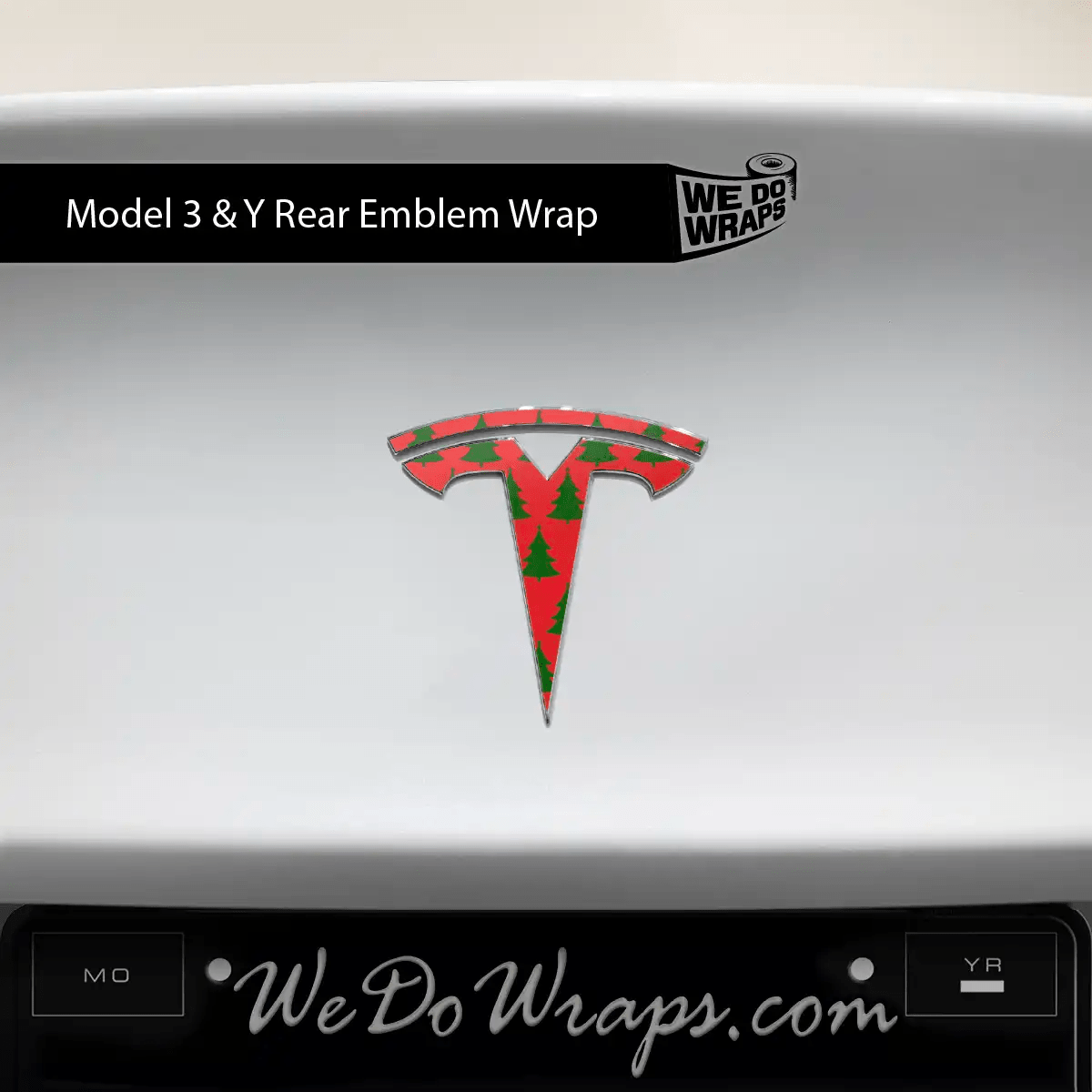 Christmas Tree Tesla Emblem Decals (Front + Back Emblem Decals) | Model 3 - Tesla Emblems