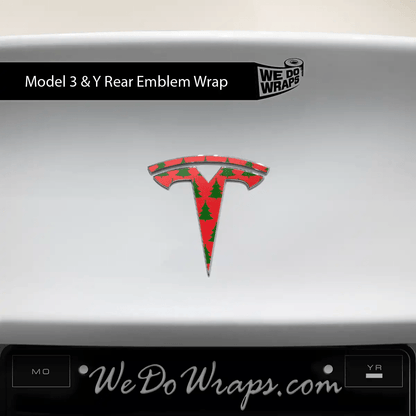 Christmas Tree Tesla Emblem Decals (Front + Back Emblem Decals) | Model 3 - Tesla Emblems