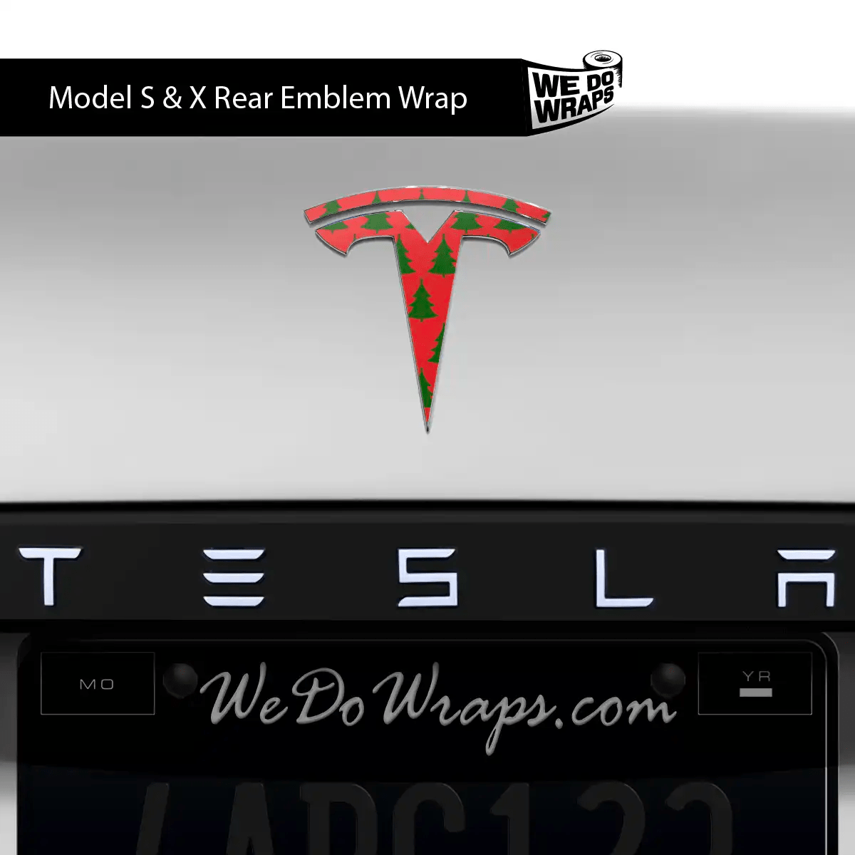 Christmas Tree Tesla Emblem Decals (Front + Back Emblem Decals) | Model X - Tesla Emblems