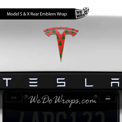 Christmas Tree Tesla Emblem Decals (Front + Back Emblem Decals) | Model X - Tesla Emblems