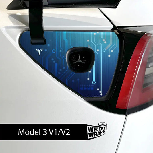 Circuit Blues Charge Port Wrap | Model 3 - Tesla Emblems