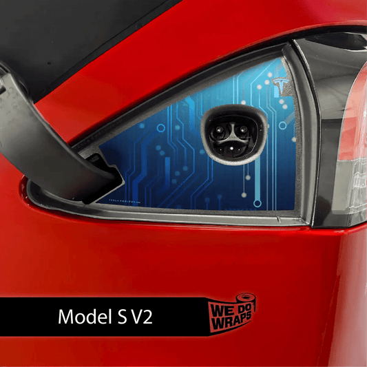 Circuit Blues Charge Port Wrap | Model S - Tesla Emblems