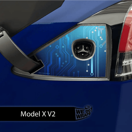 Circuit Blues Charge Port Wrap | Model X - Tesla Emblems