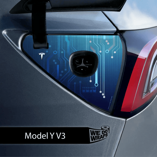 Circuit Blues Charge Port Wrap | Model Y - Tesla Emblems