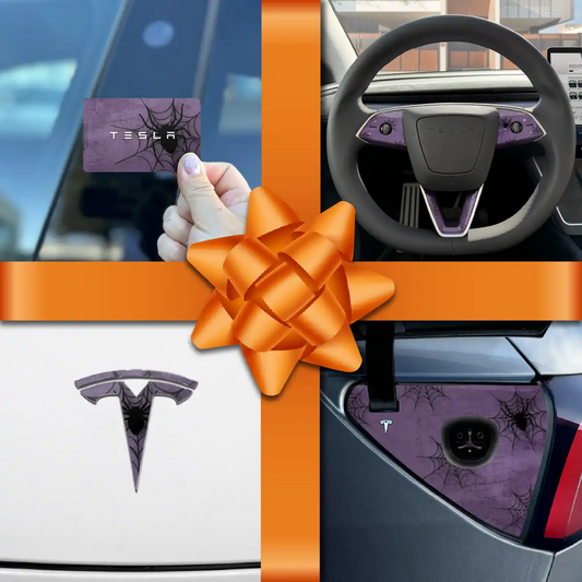 Holiday Bundle Cobweb Spider Tesla Wrap Kit | Model Y - Tesla Emblems