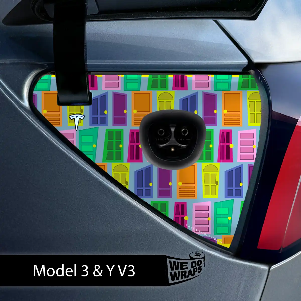 Colorful Doors Tesla Charge Port Wrap | Model 3 - Tesla Emblems