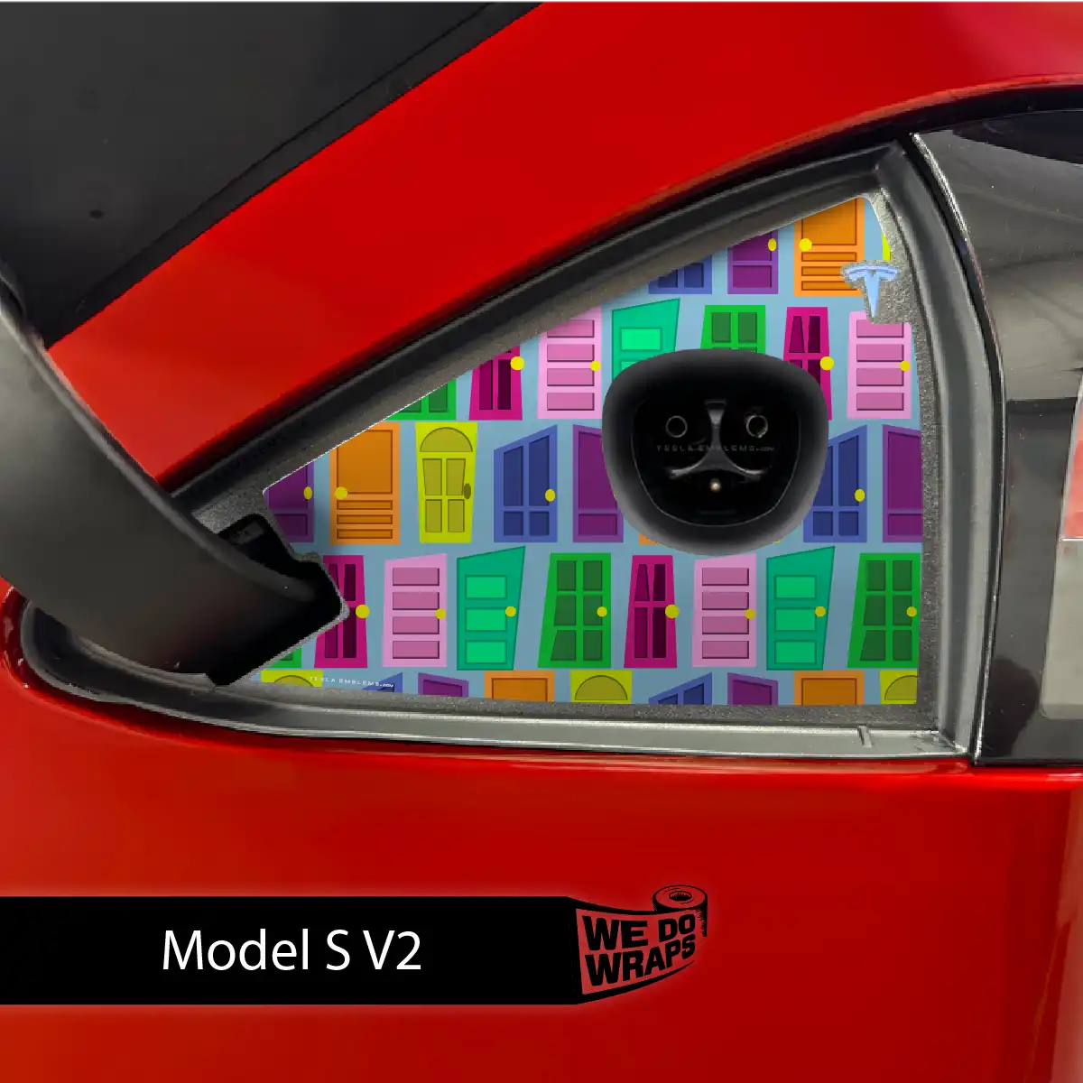 Colorful Doors Tesla Charge Port Wrap | Model S - Tesla Emblems