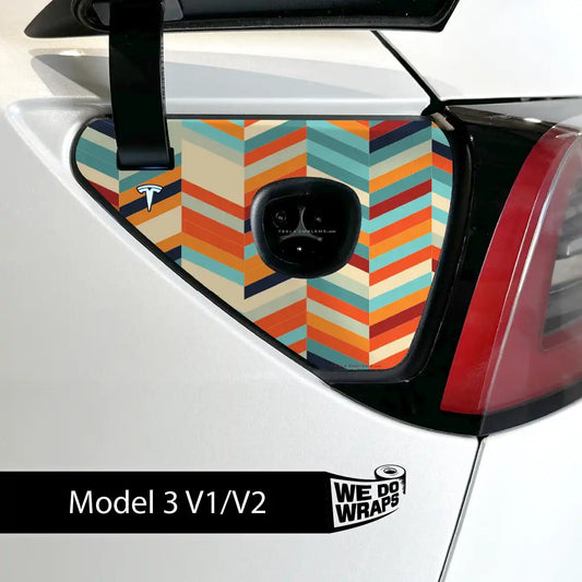 Colorful Herringbone Charge Port Wrap | Model 3 - Tesla Emblems