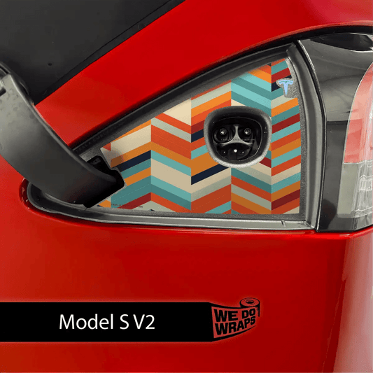 Colorful Herringbone Charge Port Wrap | Model S - Tesla Emblems
