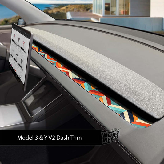Colorful Herringbone Tesla Dash Trim Wrap | Model 3 ’24-26 Refresh
