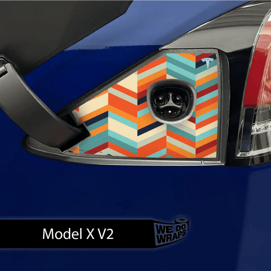 Colorful Herringbone Charge Port Wrap | Model X - Tesla Emblems