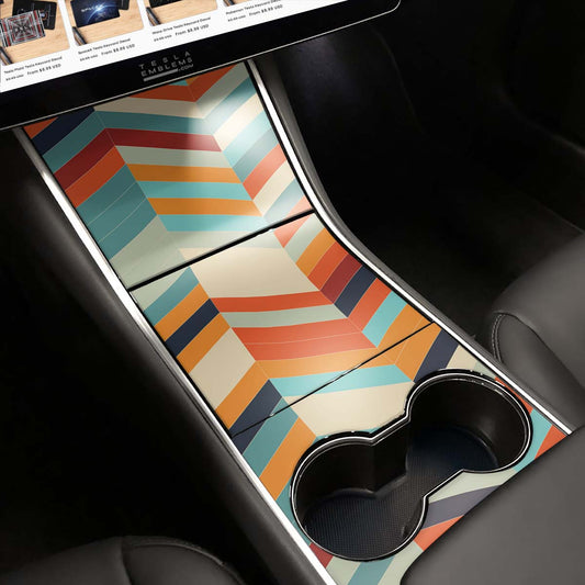 Colorful Herringbone Tesla Center Console Wrap Kit | 2017 - 2021 Model 3 & Y - Tesla Emblems