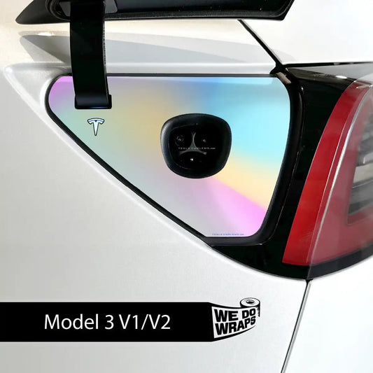 Cotton Candy Gradient Tesla Charge Port Wrap | Model 3 - Tesla Emblems