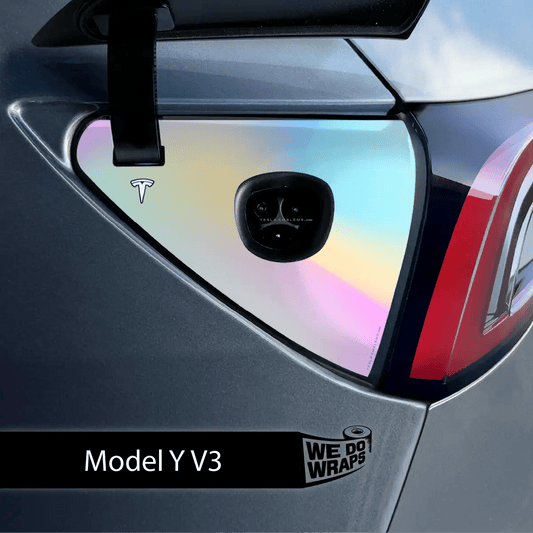 Cotton Candy Gradient Tesla Charge Port Wrap | Model Y - Tesla Emblems