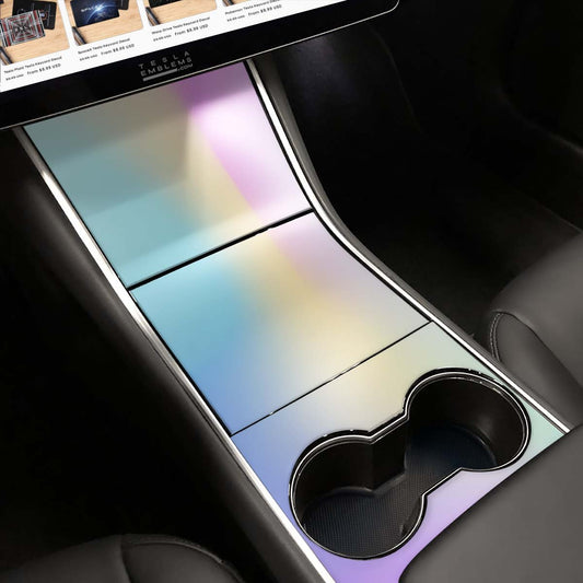 Cotton Candy Gradient Tesla Center Console Wrap Kit | 2017 - 2021 Model 3 & Y - Tesla Emblems