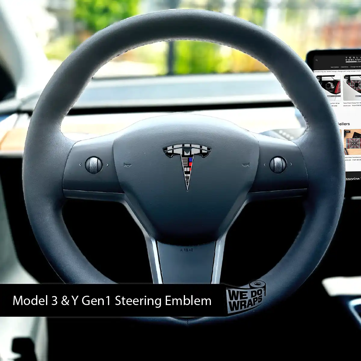 Control Panel Tesla Steering Wheel Emblem Decal | Model Y - Tesla Emblems