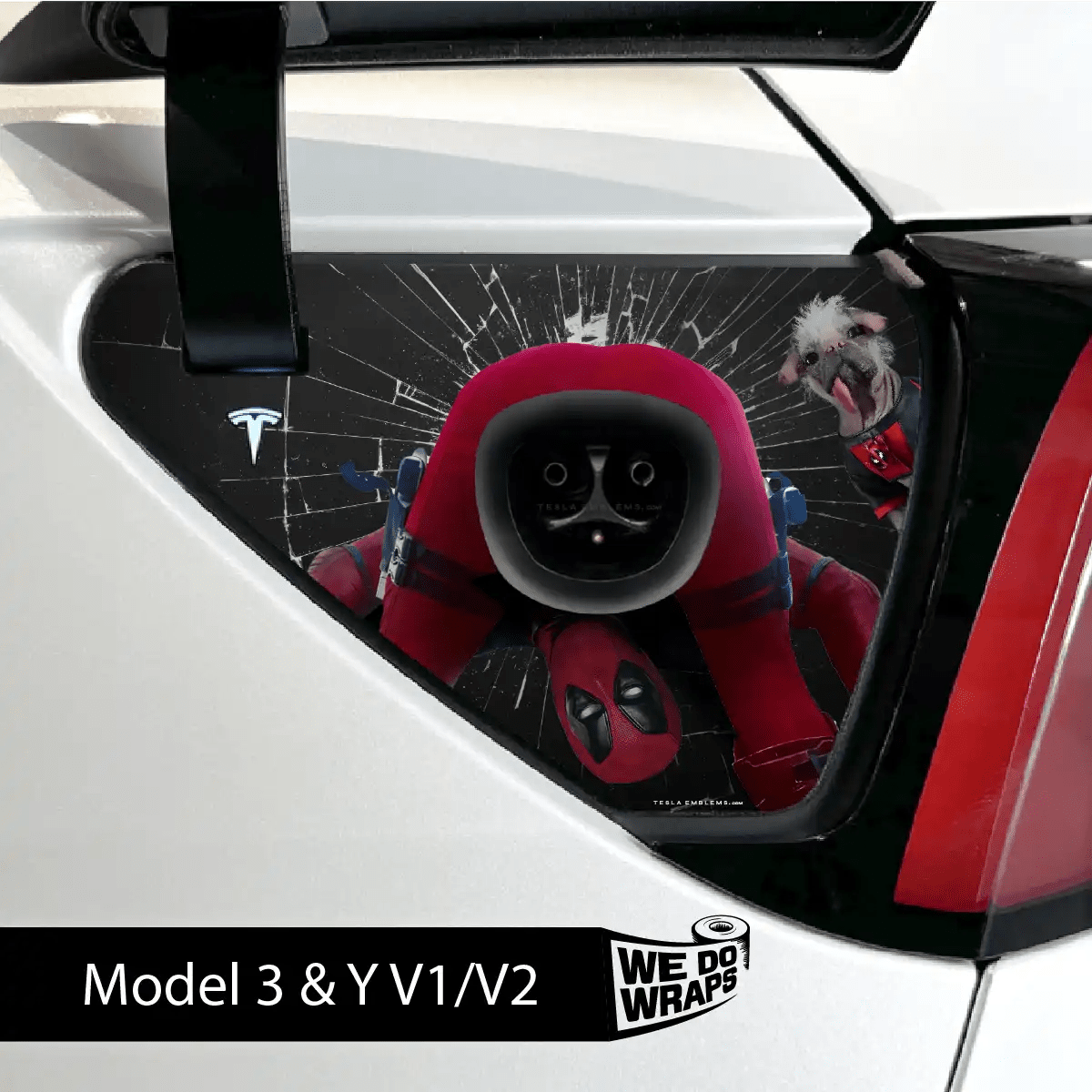 Deadpool Cheeky Charging Tesla Charge Port Wrap | Model 3 - Tesla Emblems