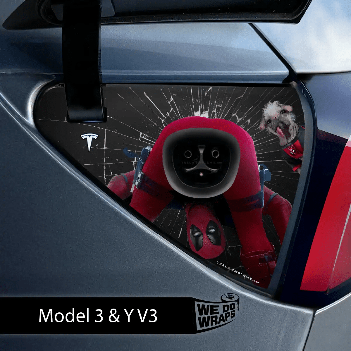 Deadpool Cheeky Charging Tesla Charge Port Wrap | Model 3 - Tesla Emblems