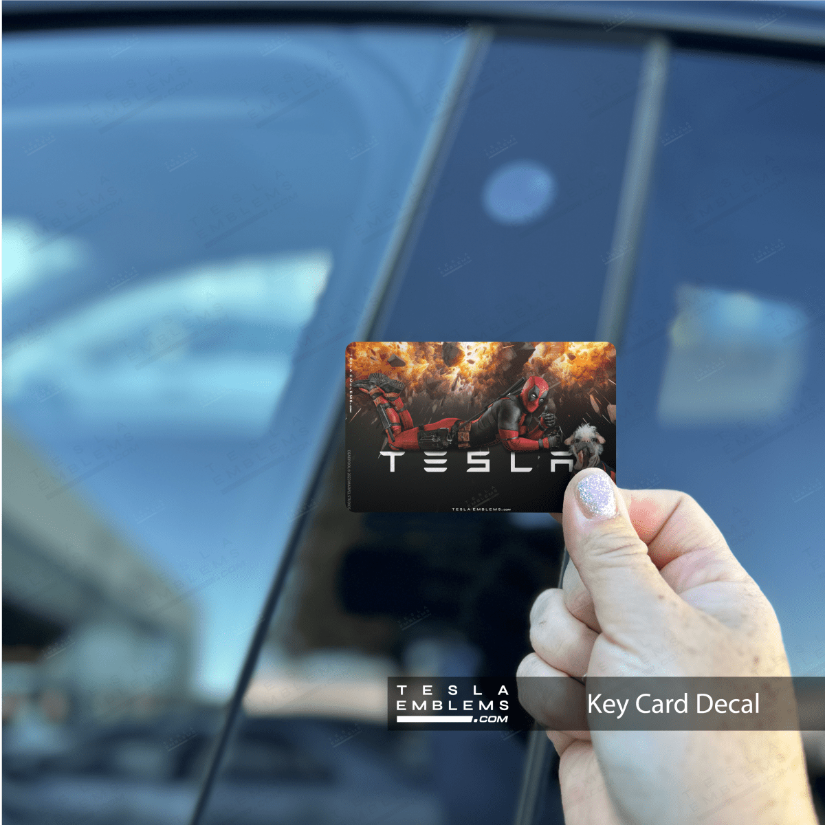 Deadpool Explosive Fun NFC Keycard Decal - Tesla Emblems