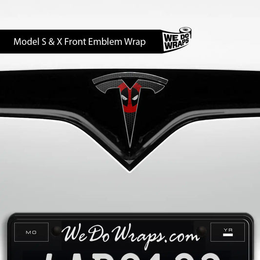 Dead Pool Tesla Emblem Decals (Front + Back) | Model S - Tesla Emblems