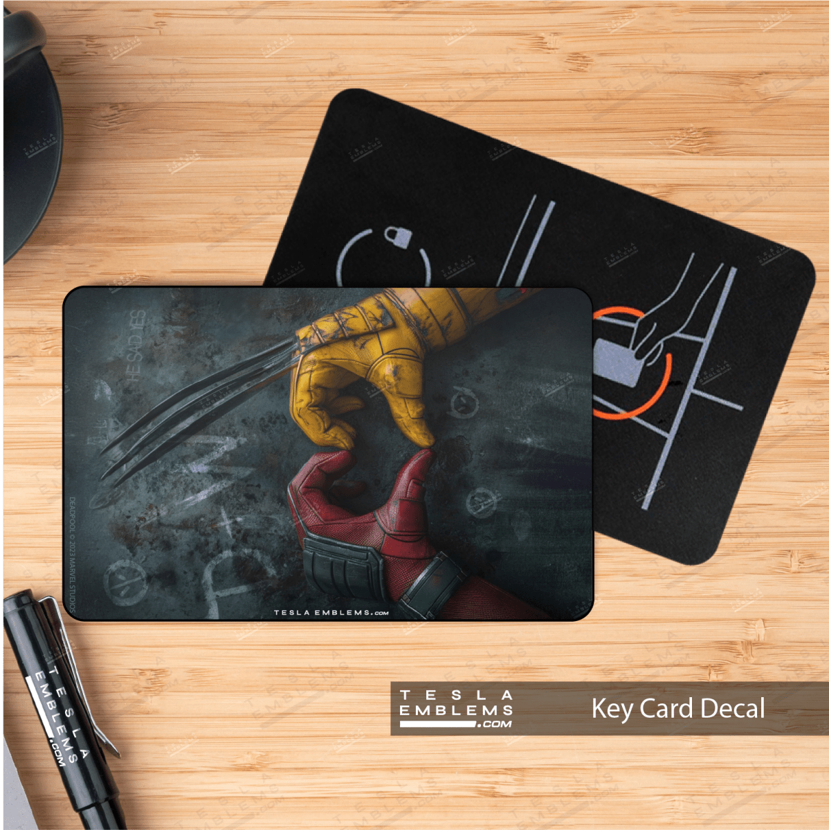 Deadpool "Hearts" Tesla NFC Keycard Decal - Tesla Emblems