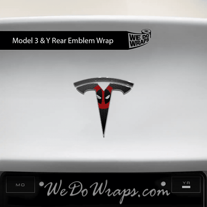 Dead Pool Tesla Emblem Decals (Front + Back) | Model 3 - Tesla Emblems