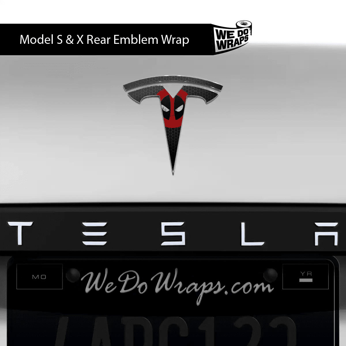Dead Pool Tesla Emblem Decals (Front + Back) | Model S - Tesla Emblems