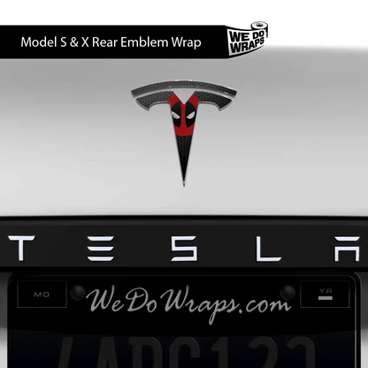 Dead Pool Tesla Emblem Decals (Front + Back) | Model S - Tesla Emblems