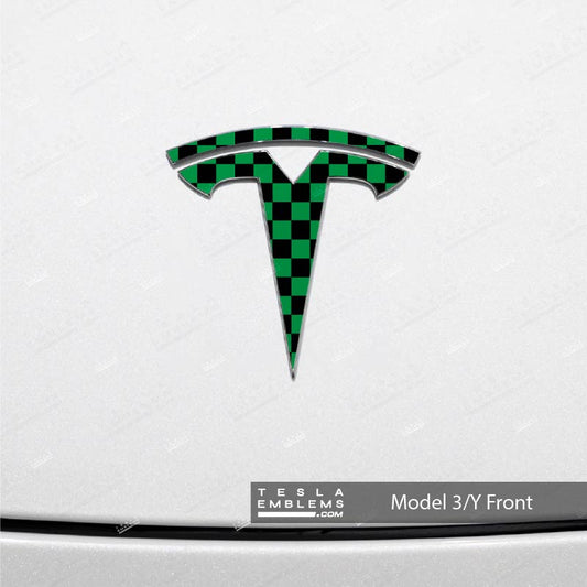 Ichimatsu Pattern Tesla Emblem Decals (Front + Back) | Model 3