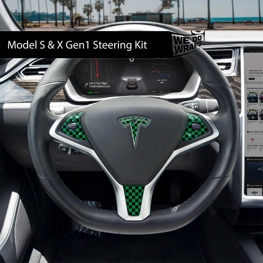 Ichimatsu Pattern Tesla Steering Wheel Wrap | Model S - Tesla Emblems