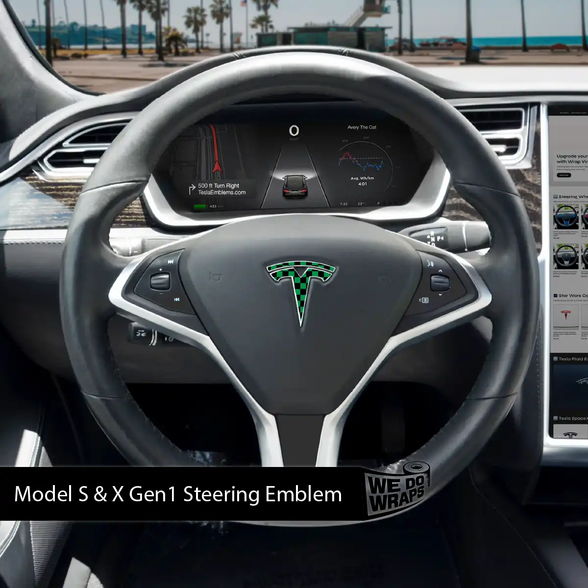 Ichimatsu Pattern Tesla Steering Wheel Emblem Decal | Model X - Tesla Emblems