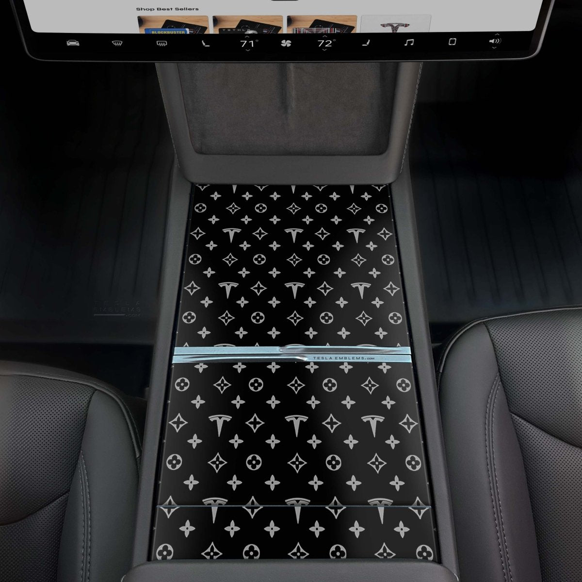 Designer Pattern Tesla Edition | Tesla Center Console Wrap Kit | Model Y 2026 - Tesla Emblems
