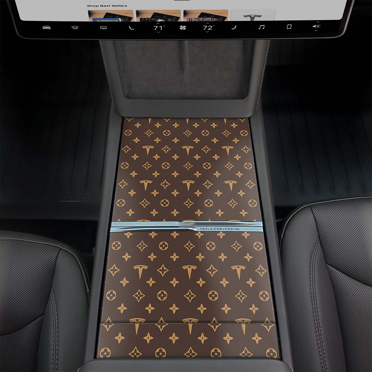 Designer Pattern Tesla Edition | Tesla Center Console Wrap Kit | Model Y 2026 - Tesla Emblems