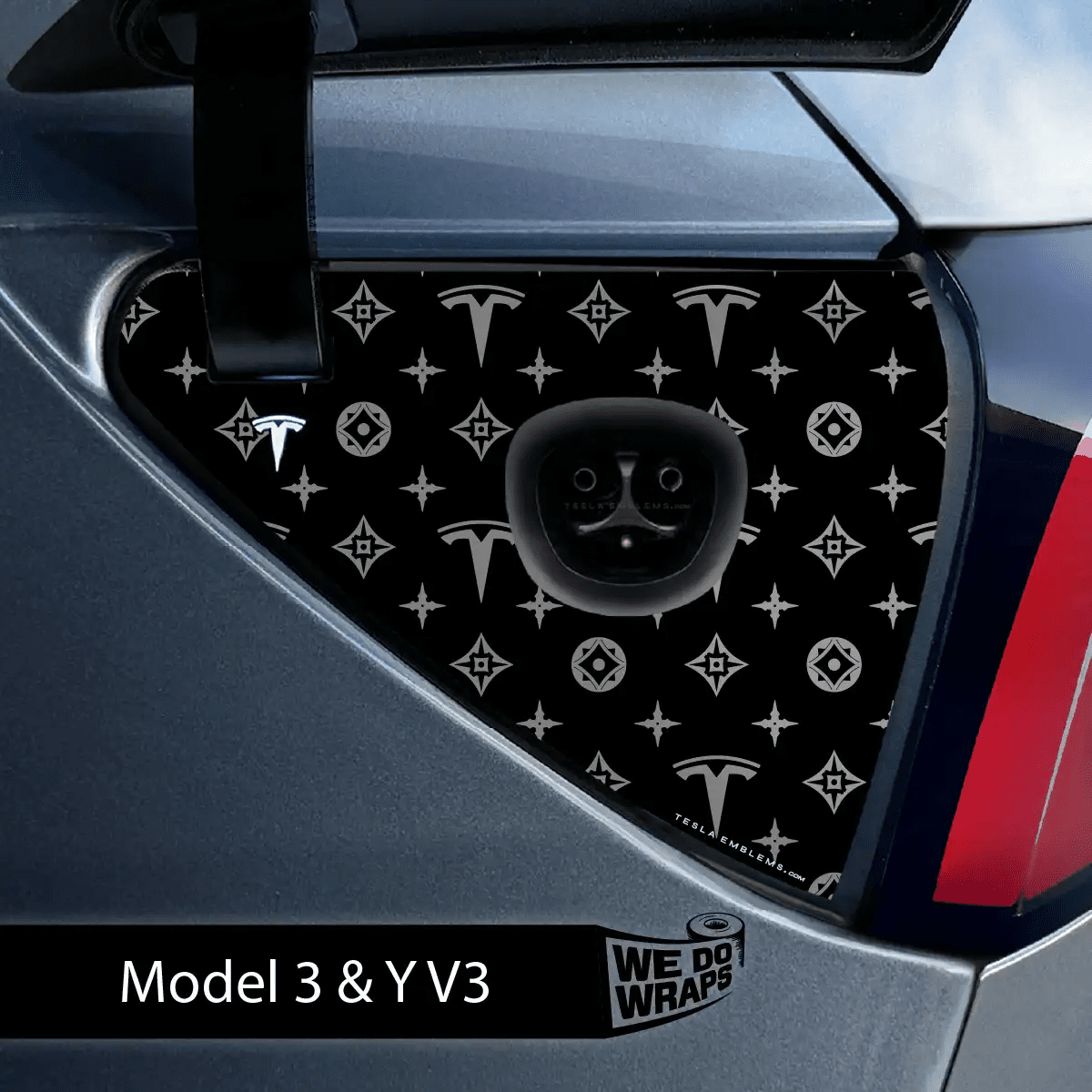 Designer Pattern Tesla Edition Tesla Charge Port Wrap | Model Y - Tesla Emblems