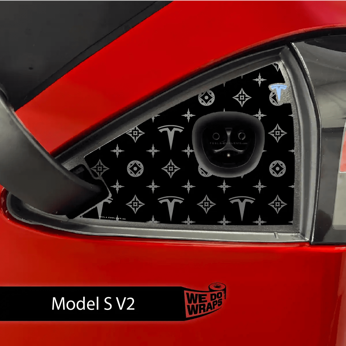 Designer Pattern Tesla Edition Tesla Charge Port Wrap | Model S - Tesla Emblems