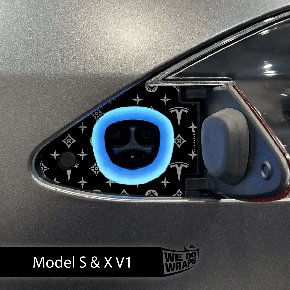 Designer Pattern Tesla Edition Tesla Charge Port Wrap | Model S - Tesla Emblems