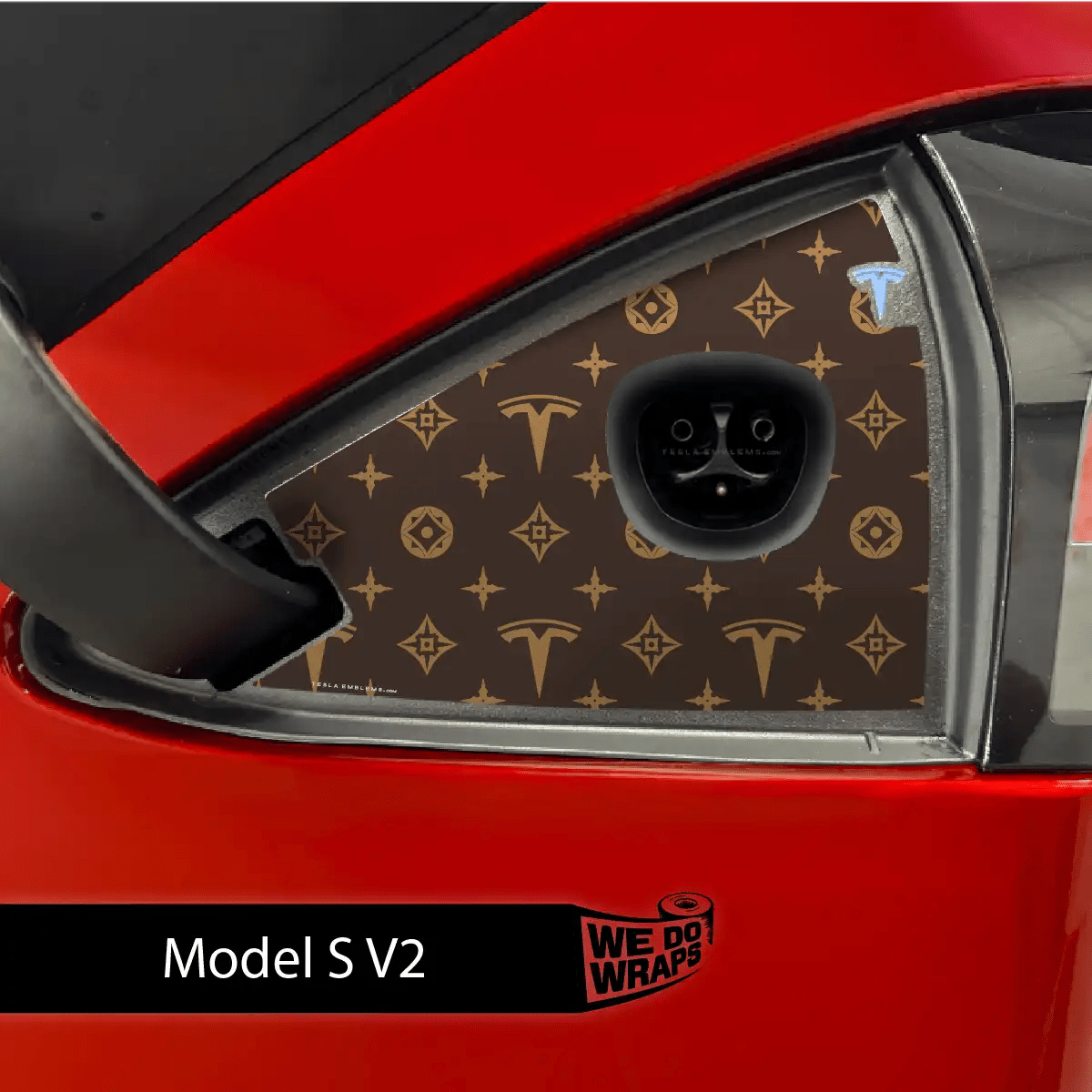 Designer Pattern Tesla Edition Tesla Charge Port Wrap | Model S - Tesla Emblems