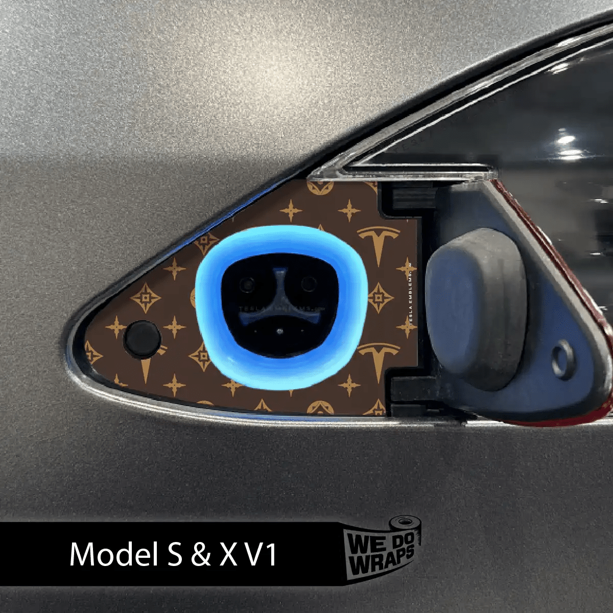 Designer Pattern Tesla Edition Tesla Charge Port Wrap | Model S - Tesla Emblems
